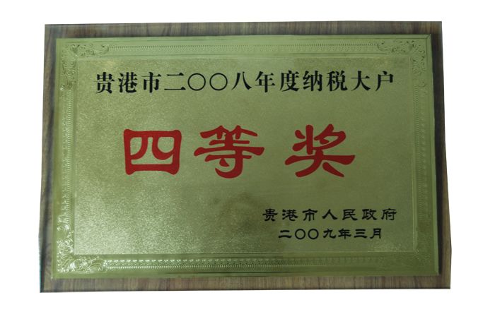 2008年市纳税大户四等奖
